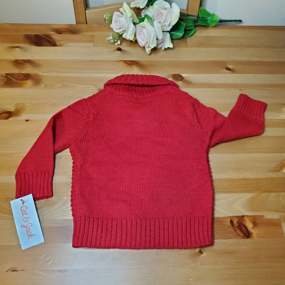 Cat & Jack  - Baby Boys' Shawl Collar Pullover Sweater  Red 18M - Picture 3 of 5